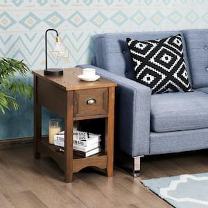 23 in. H x 22 in. D x 13 in. W Contemporary Chair Side End Table Compact Table with Drawer Nightstand Tawny