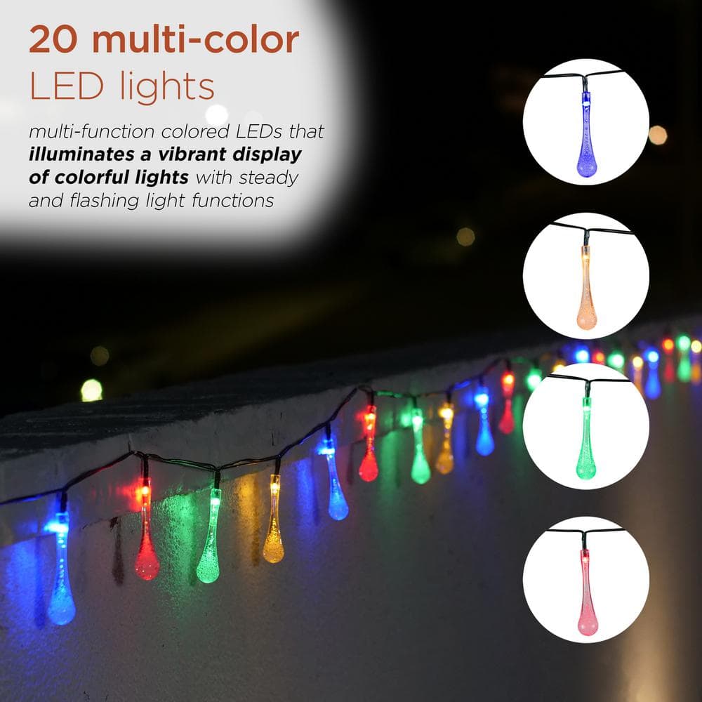 228" Multi-Color Solar Powered Teardrop LED String Lights
