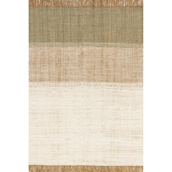 nuLOOM Nanala Bold Striped Jute Tasseled Mint Green 8 ft. x 10 ft. Area Rug