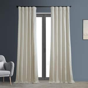 Light Greige Ivory Solid Cotton Blackout Rod Pocket Curtain - 50 in. W x 96 in. L (1 Panel)