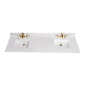 73 in. W Engineered Stone Double Basin Vanity Top in Jazz White with White Basins