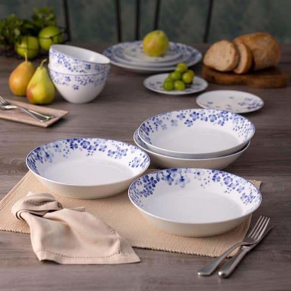 Bloomington Road Blue 9.75 in. 43 oz. (Blue) Porcelain Coupe Dinner Bowls (Set of 4)