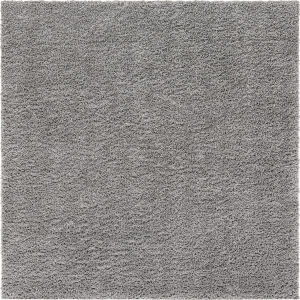 Unique Loom Davos Shag Sterling Gray 8 ft. x 8 ft. Square Area Rug