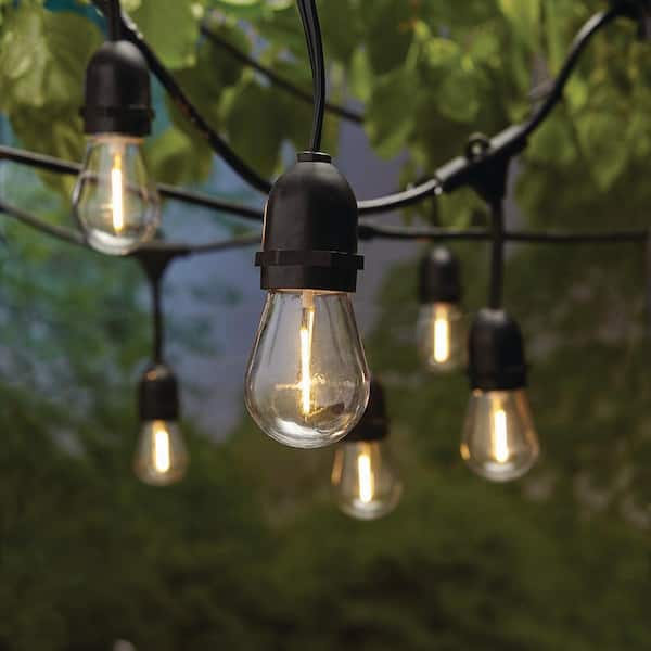 Til ære for F.Kr. Imidlertid Hampton Bay 10-Light 20 ft. Outdoor Solar LED Edison Bulb String Light  SL20-10/SOL/V1/HD - The Home Depot