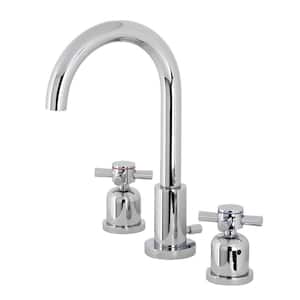 Concord 2-Handle 8 in. Widespread Bathroom Faucets with Brass Pop-Up in Polished Chrome