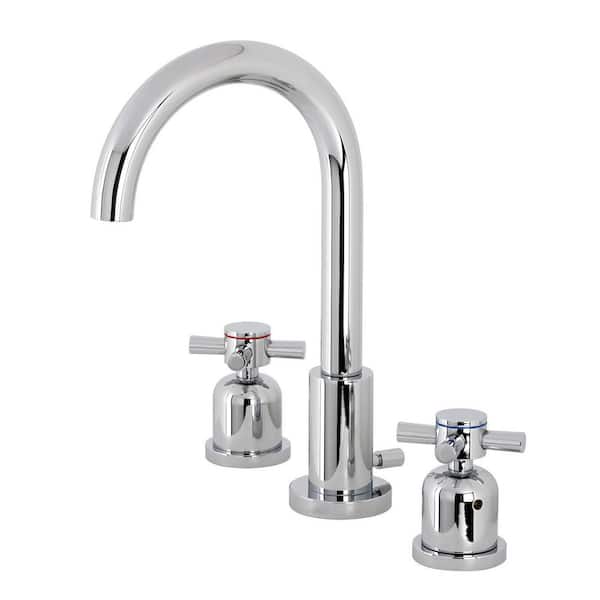 Kingston Brass Concord 2-Handle 8 in. Widespread Bathroom Faucets with Brass Pop-Up in Polished Chrome