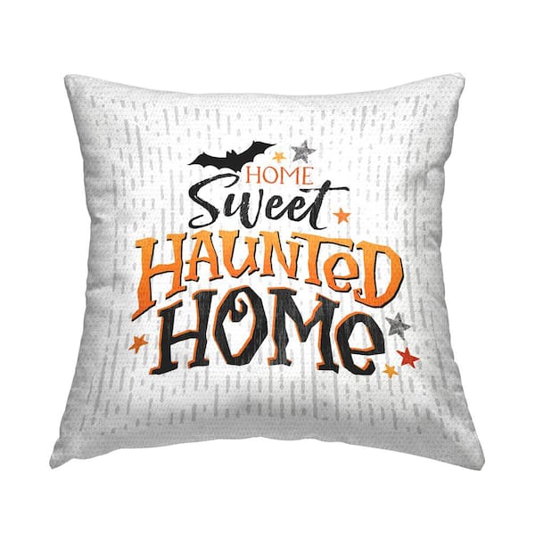 Stupell Industries Sweet Haunted Home Halloween Patterned Orange Square Outdoor Throw Pillow