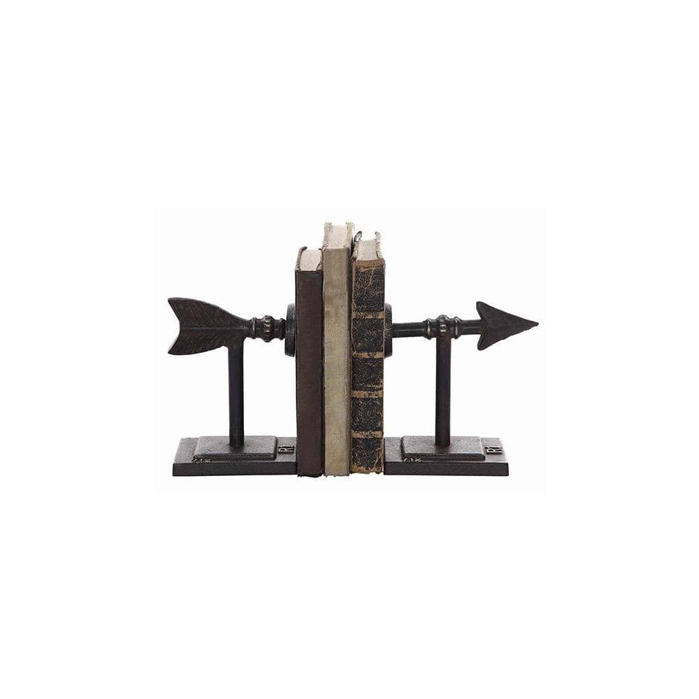 Brown Cast Metal Arrow Bookends Set