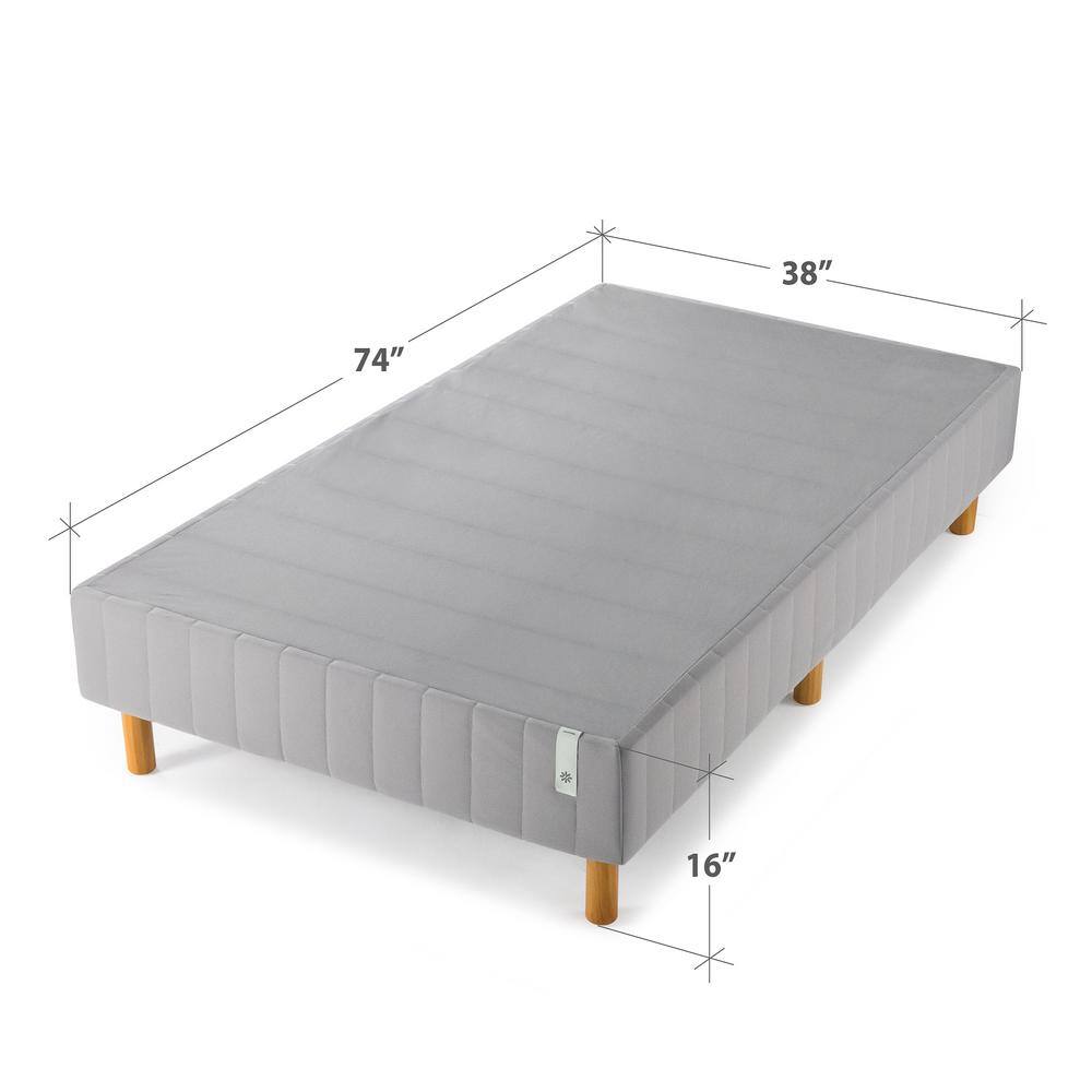 Slate Grey Twin Upholstered Metal Frame Mattress Foundation
