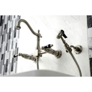 Duchess 2-Handle Wall-Mount Kitchen Faucet with Side Sprayer in Brushed Nickel