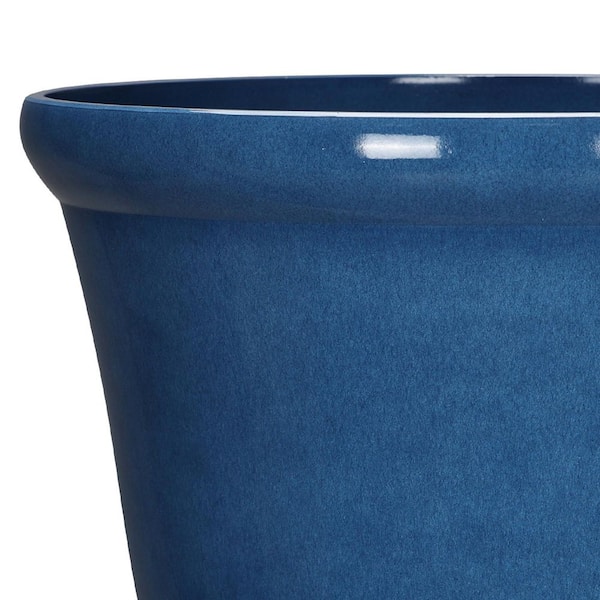 Vigoro Felecia Large Blue Resin Round Lightweight Planter with