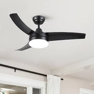 Smalisze 42 in. Integrated LED Black Indoor Standard Ceiling Fan with Light, DC Motor and Remote Control