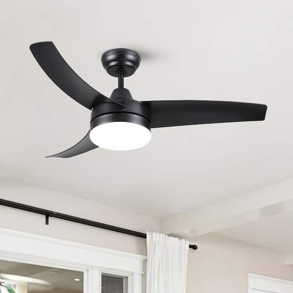 YUHAO Smalisze 42 in. Integrated LED Black Indoor Standard Ceiling Fan with Light, DC Motor and Remote Control