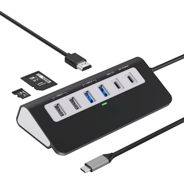 EKIEUDL 9-in-1 USB Hub Multiport Adapter with 4K HDMI, PD 100W, USB-C and 2 USB A 3.0 5Gbps, 2 USB A 2.0, SD/TF Card Reader