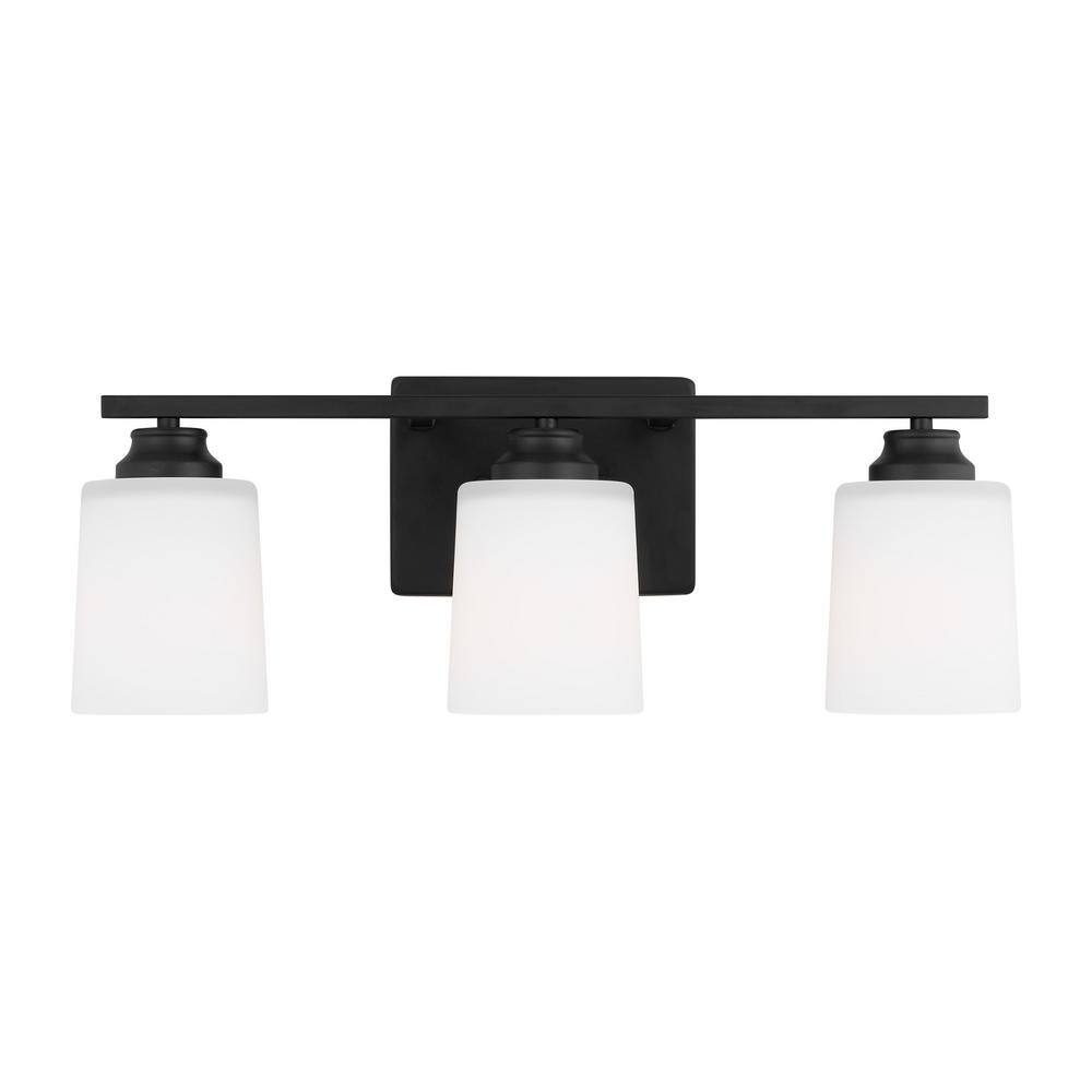 Vinton 20.75 in. 3-Light Midnight Black Bathroom Vanity Light with Etched White Glass Shades, LED Light Bulbs Included price history on PriceWatchPro