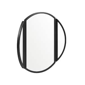 30 in. H x 30 in. W Black Metal Circle Modern Mirror with Hinged Sides
