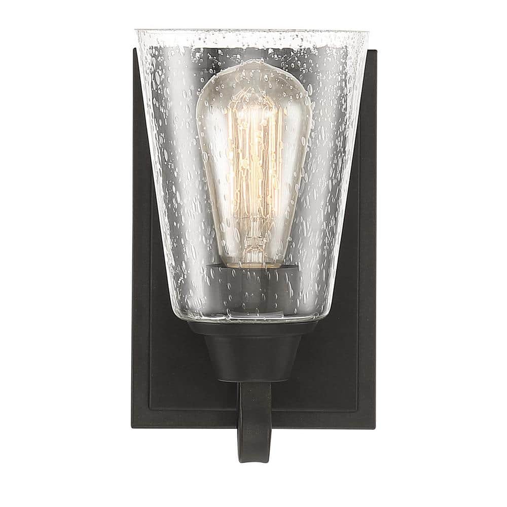 Modern Black Nickel Vanity Sconce with Clear Bell Shade