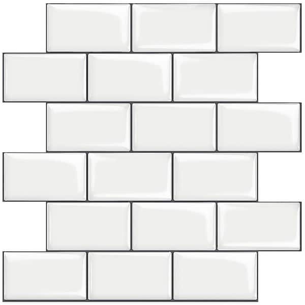 White 12 in. x 12 in. Vinyl Peel and Stick Backsplash Tile 10-Sheet Pack for Kitchen and Bathroom