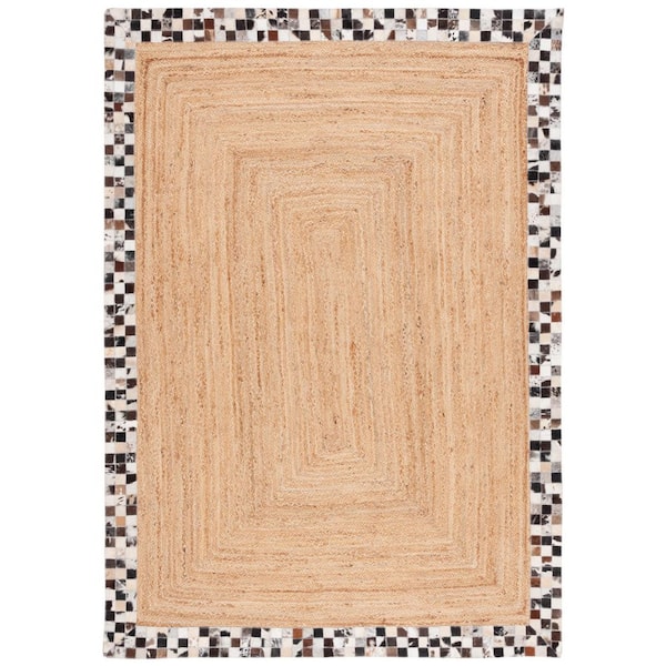 Natural Fiber 4 ft. x 6 ft. Natural/Gray Woven Border Area Rug