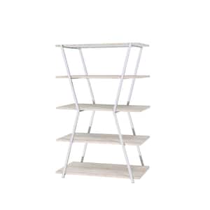 72 in. Chrome Metal 5-shelf Accent Bookcase with Adjustable Shelves