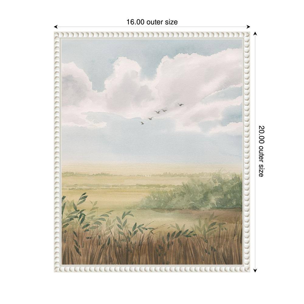 Clear Day Meadow II Scenic Landscape Canvas Print with White Floater Frame