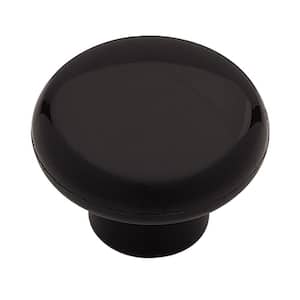 1-3/8 in. (35mm) Black Plastic Round Cabinet Knob