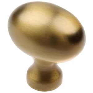 1-1/8 in. Dia Satin Gold Classic Oval Cabinet Knob (10-Pack)