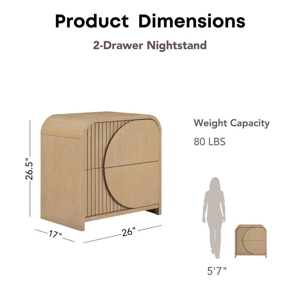 Natural Solid Wood Queen Bedroom Set with Geometric Details