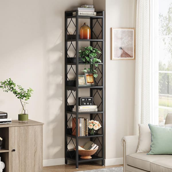 TRIBESIGNS WAY TO ORIGIN Jannelly 79 in. Black 7-Shelf Wood and 