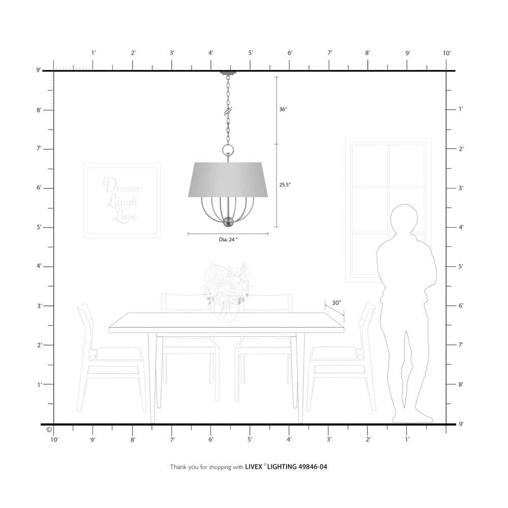 Ridgecrest Transitional Black 6-Light Chandelier with Off-White Shade