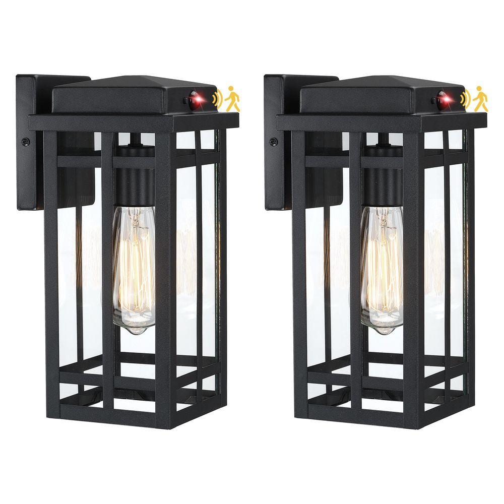 pasentel 11.72 in. Black Motion Sensing Dusk to Dawn Outdoor