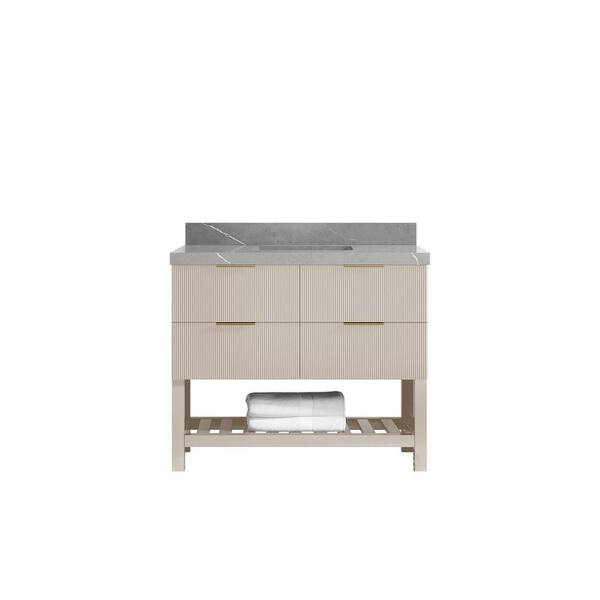 Willow Collections Catalina 42 in. Single Sink Freestanding Fine Grain Bath Vanity with Piatra Gray Qt. Top Unassembled