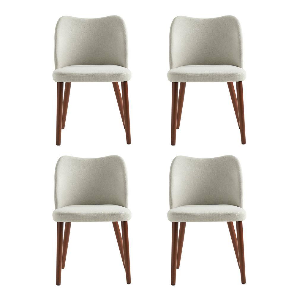 Gray Upholstered Low Back Side Chair with Solid Wood Legs (Set of 4)