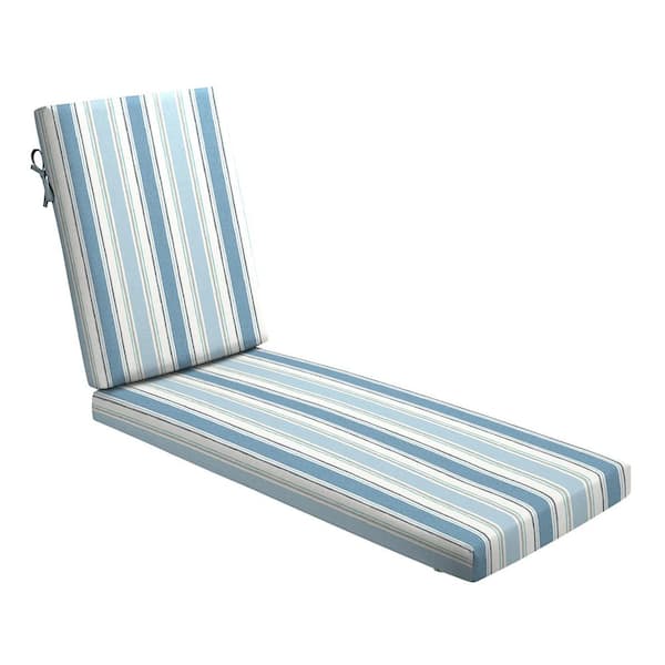ARDEN Foam Outdoor Chaise Lounge Cushion 21 x 72 Made with ProFoam Rain-Proof Fade Resistant French Blue Linen Stripe