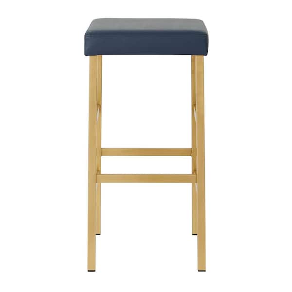 OSP Home Furnishings Metro 30 in. Gold Backless Stool in Blue