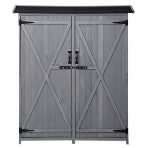 2 ft. W x 4.6 ft. D Wood Outdoor Storage Cabinet Shed for Backyard and Garden in Gray 9.2 sq. ft.