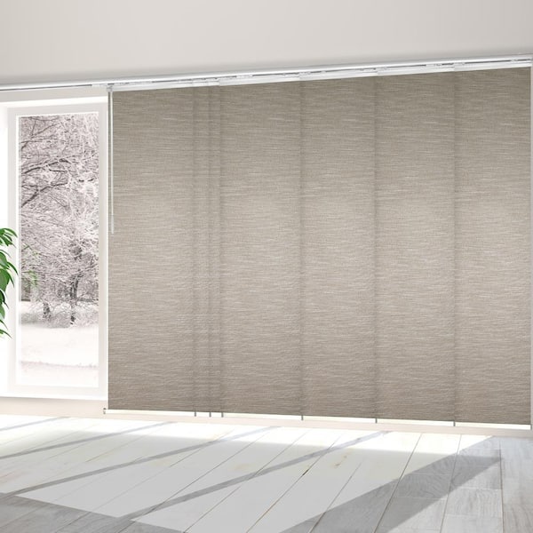 EMOH Hemp 110 in. - 153 in. W x 94 in. L Adjustable 7- Panel in White Single Rail Panel Track with 23.5 in. Slates