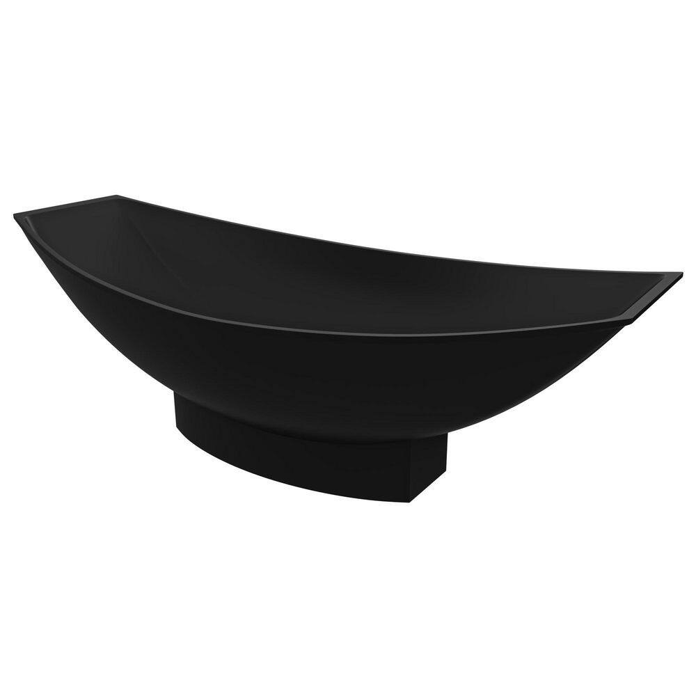 71" Black Matte Solid Surface Freestanding Hammock Bathtub