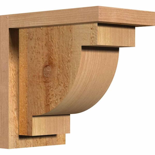 Ekena Millwork 6 in. x 10 in. x 10 in. Western Red Cedar Alpine Rough Sawn Corbel with Backplate