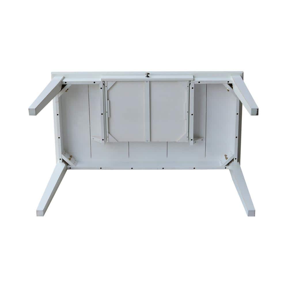 Transitional Beach White 48" Solid Hardwood Home Office Desk with Drawer