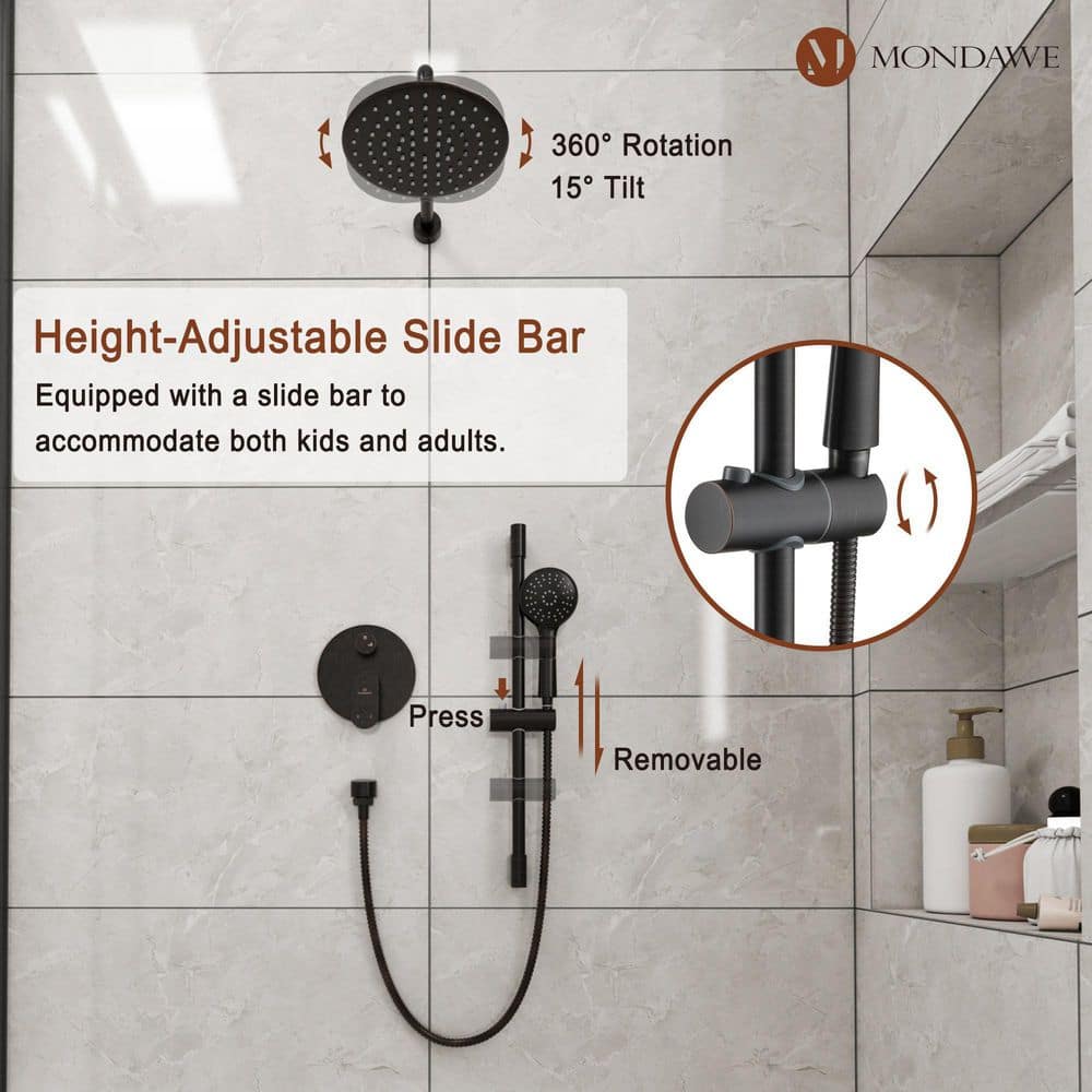 Oil-Rubbed Bronze Adjustable Height Rain Shower System with Handheld
