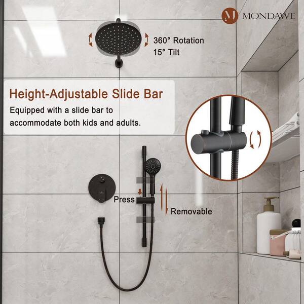 Mondawe Retro Series 3-Spray Patterns with 1.8 GPM 9 in. Rain Wall 