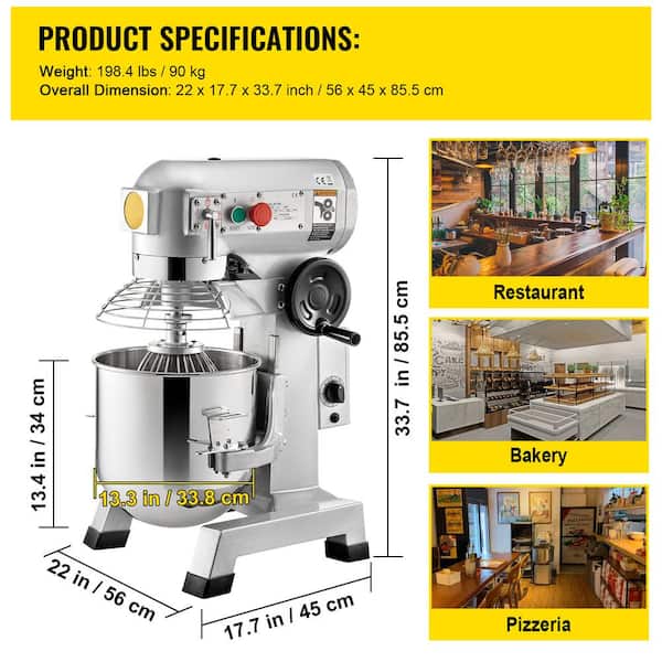 SVOPES Commercial Food Mixer, 30 qt. Heavy Duty, 1100 W, 3 Speeds