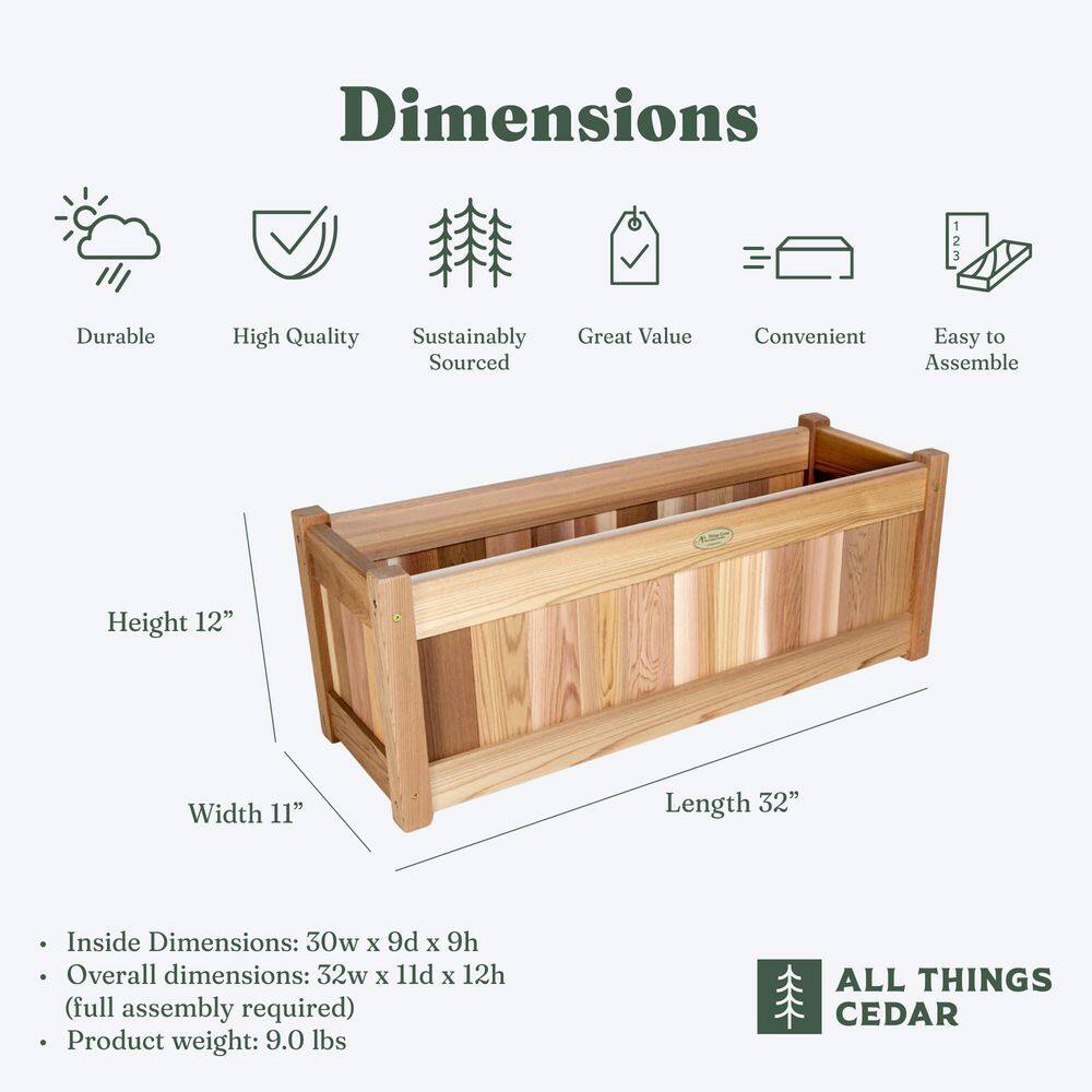 Western Red Cedar 32'' Outdoor Planter Box