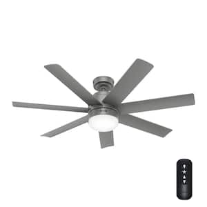 Brazos 52 in. Indoor/Outdoor Matte Silver Standard Ceiling Fan with LED Bulbs and Remote Included