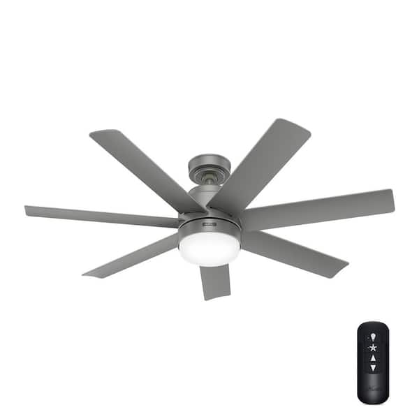 Hunter Brazos 52 in. Indoor/Outdoor Matte Silver Standard Ceiling Fan with LED Bulbs and Remote Included