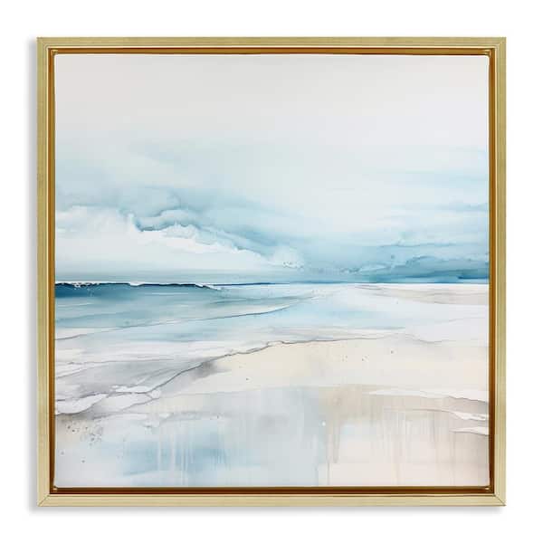 Stupell Industries Abstract Modern Shoreline by Irena Orlov Gold Floater Frame Abstract Graphic Art Print 18 in. x 18 in.