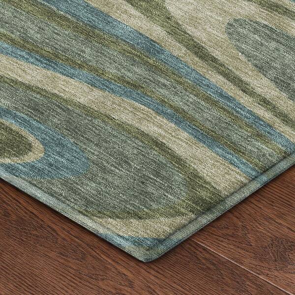 Mayfield Premium Machine Washable Abstract AMF2493 Basil 8 ft. x 10 ft. Area Rug