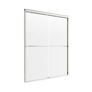 Cove 54 in. to 58 in. x 70 in. H. Frameless Sliding Shower Door in Brushed Nickel with 1/4 in. Clear Glass