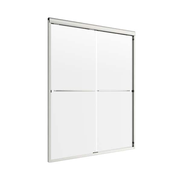 CRAFT + MAIN Cove 54 in. to 58 in. x 70 in. H. Frameless Sliding Shower Door in Brushed Nickel with 1/4 in. Clear Glass